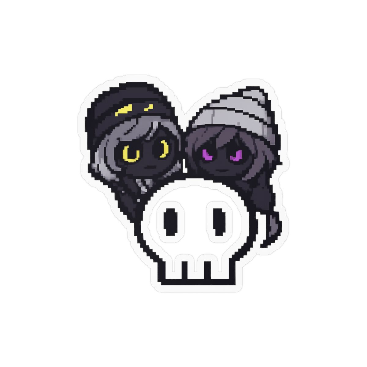 Murder Drones Goth Skull Kiss Stickers | Cute Dark Duo Decals - alternate angle 1, merchandise