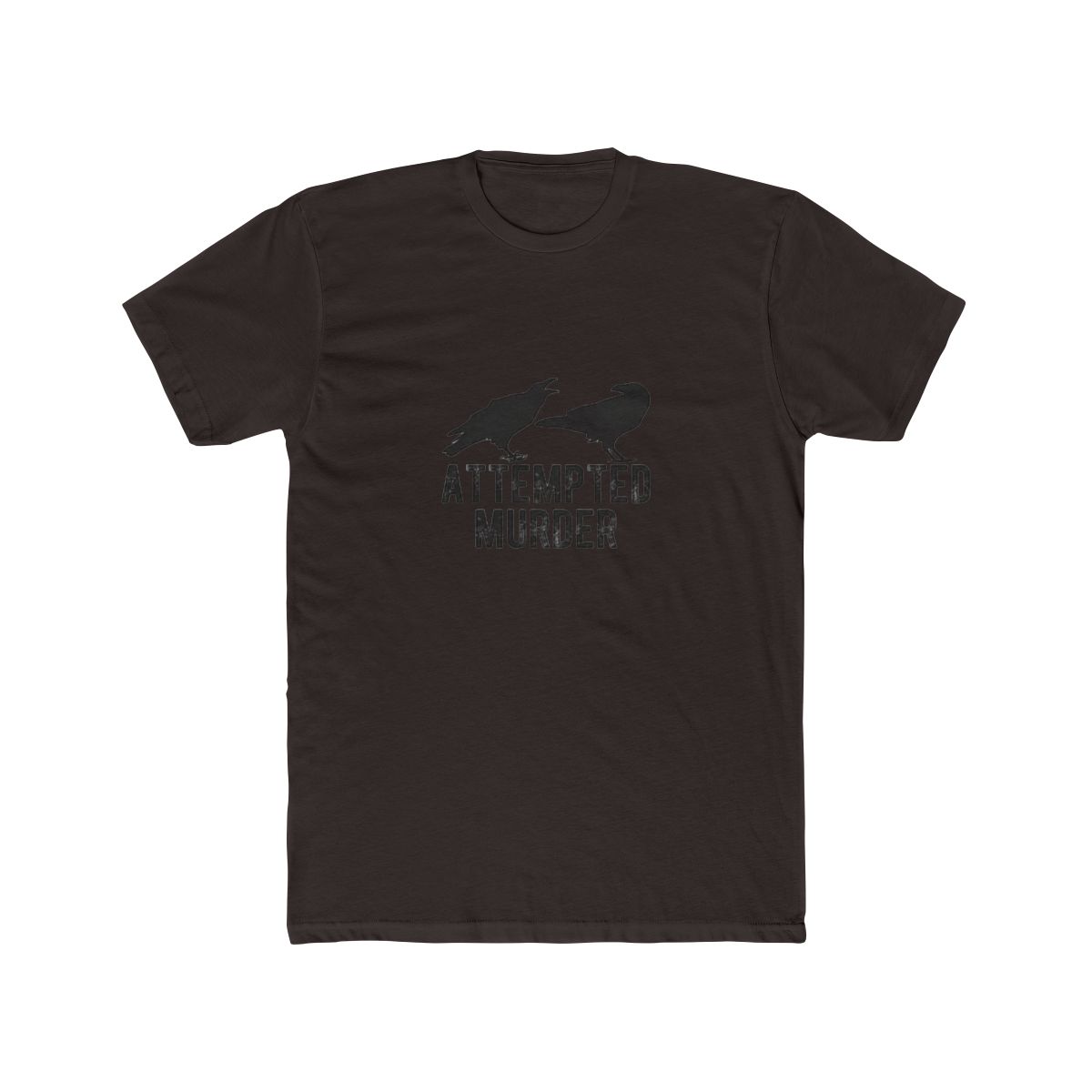 Gray T Shirt with a black silhouette of two crows facing each other. The text "ATTEMPTED MURDER" is printed below the crows - alternate angle 2, merchandise