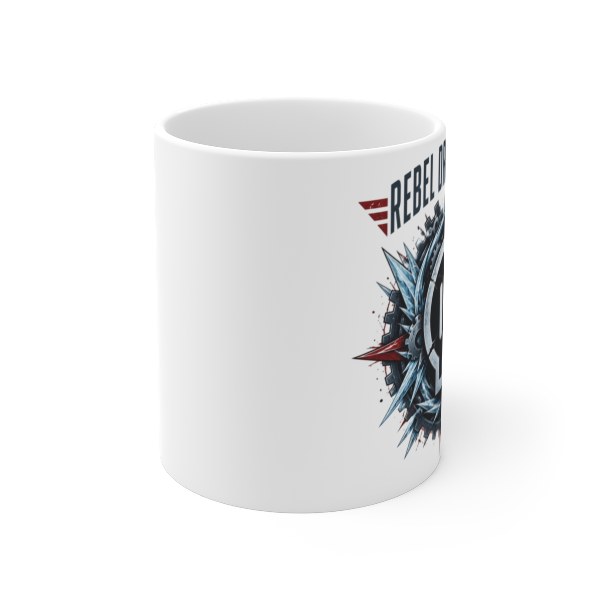 Murder Drones "Rebel Drones United" White Mug - alternate angle 1, merchandise