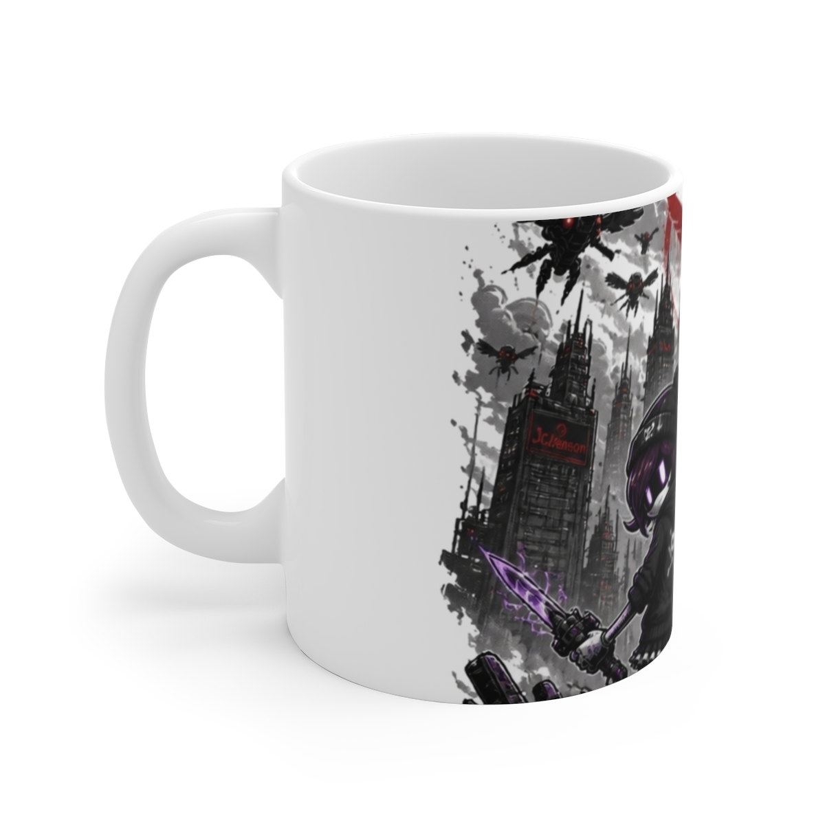 Murder Drones "In Unity, We Survive" White Mug - alternate angle 2, merchandise