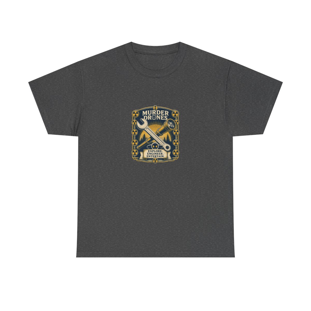 Murder Drones "Explore. Engineer. Entertain." Unisex Tee - alternate angle 4, merchandise